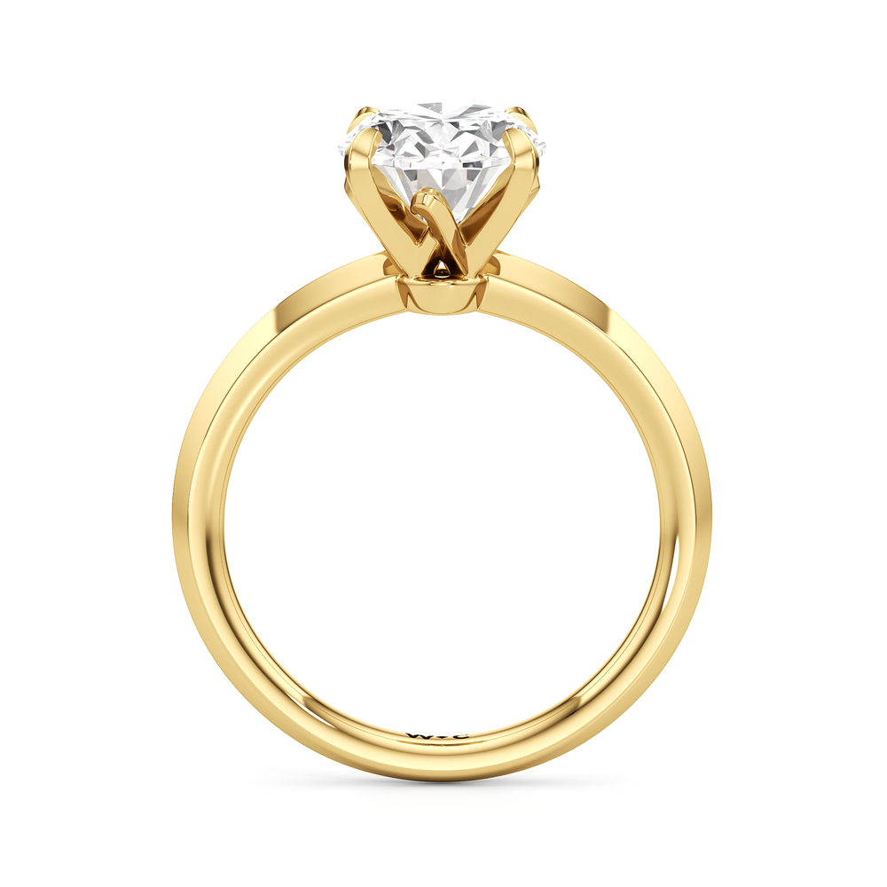 The W Evolution Engagement Ring with Oval Cut Diamond in 14KT Yellow Gold view 2
