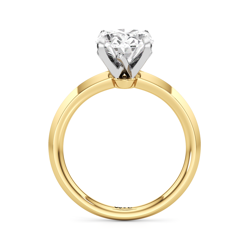 The W Evolution Engagement Ring with Oval Cut Diamond in 14KT Yellow Gold & Platinum view 2

