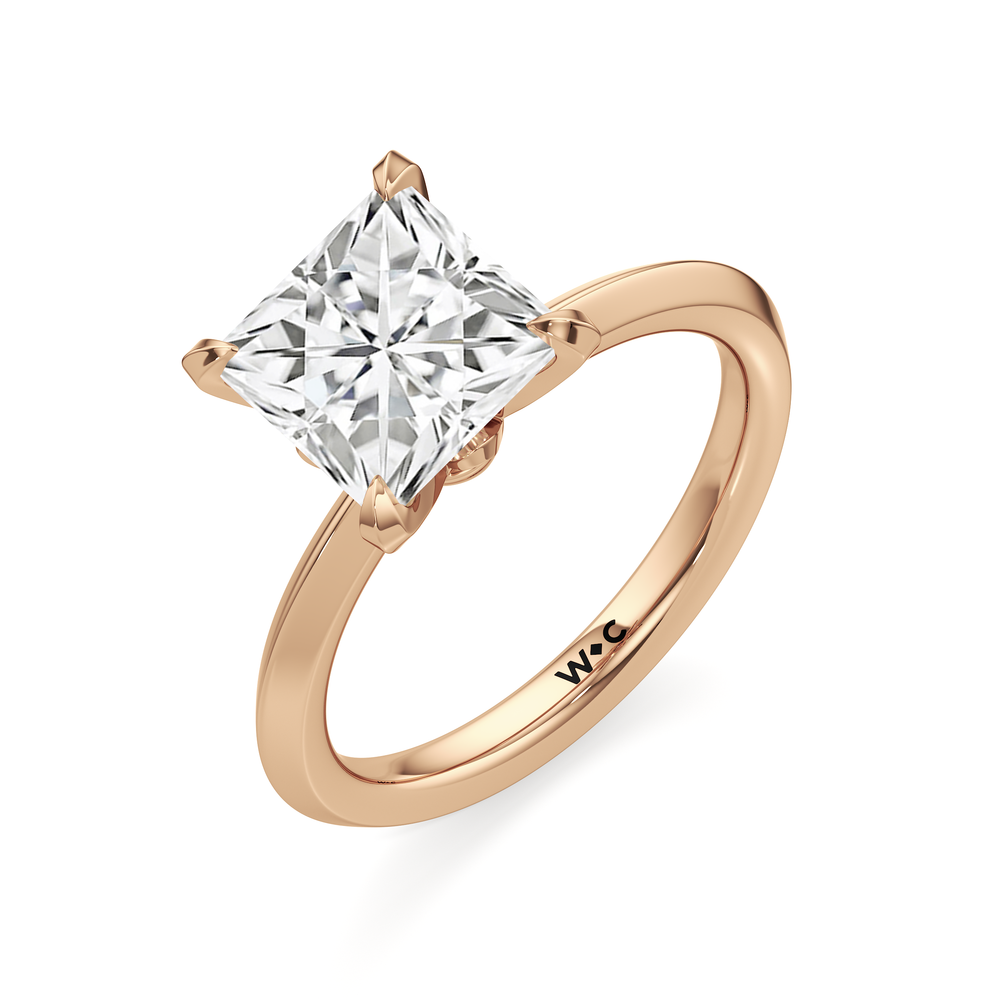 The W Evolution Engagement Ring with Princess Cut Diamond in 14KT Rose Gold view 3
