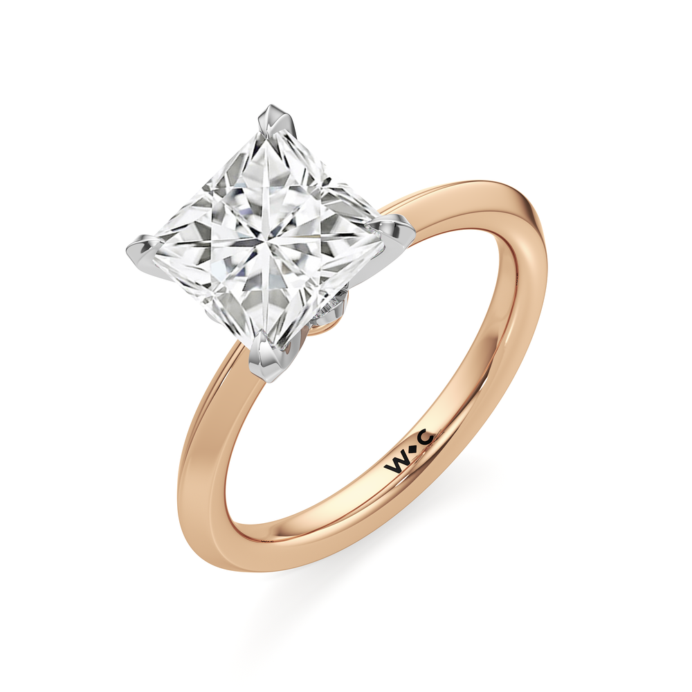 The W Evolution Engagement Ring with Princess Cut Diamond in 14KT Rose Gold & Platinum view 3
