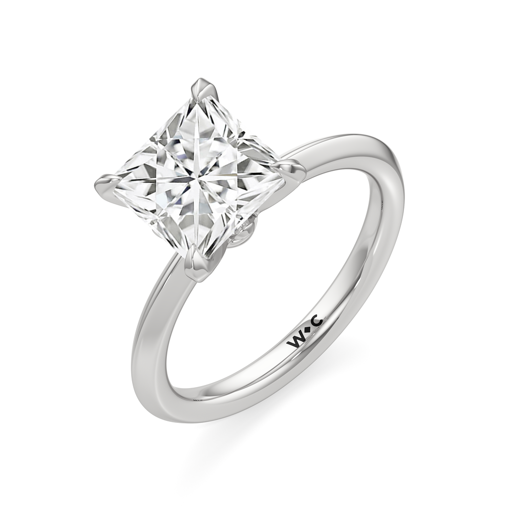 The W Evolution Engagement Ring with Princess Cut Diamond in 14KT Platinum view 3
