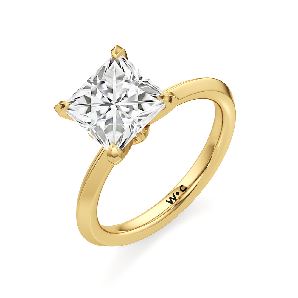 The W Evolution Engagement Ring with Princess Cut Diamond in 14KT Yellow Gold view 3

