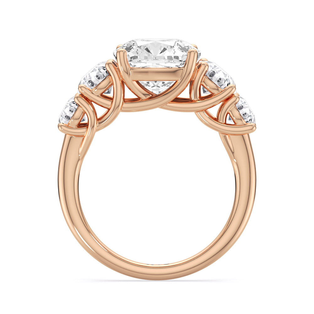 Cushion Cut Trellis Basket Side Stone Engagement Ring with Lab Grown Diamond in 14KT Rose Gold view 5
