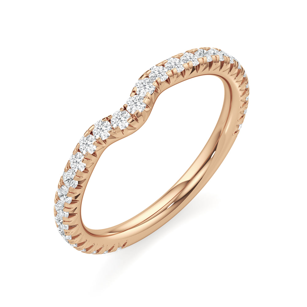 The W Pavé Diamond Wedding Band with 18KT Rose Gold Cut Diamond in 14KT Rose Gold view 3
