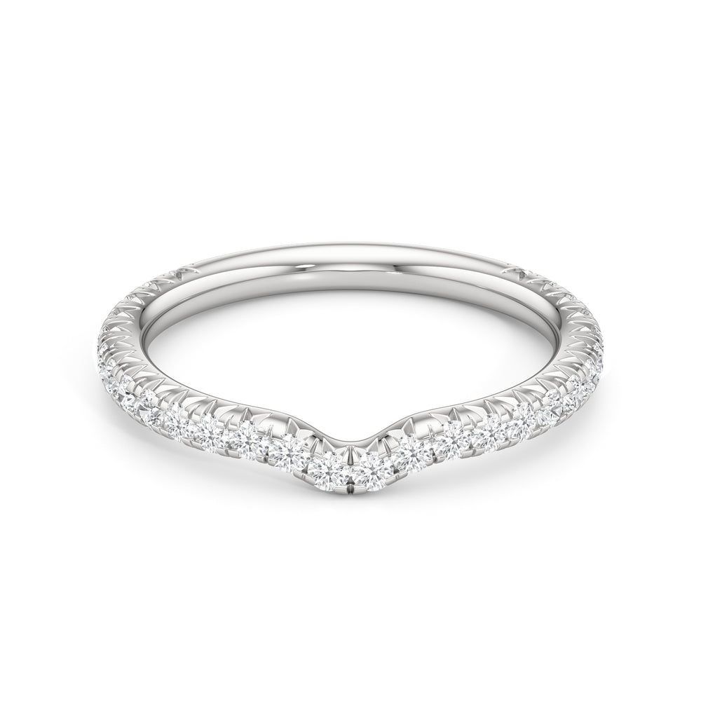 The W Pavé Diamond Wedding Band with Platinum Cut Diamond in 14KT Platinum view 1
