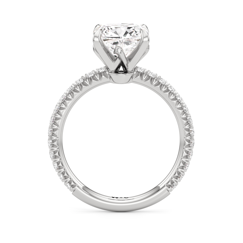 The W Pavé Engagement Ring with Cushion Cut Diamond in 14KT Platinum view 2
