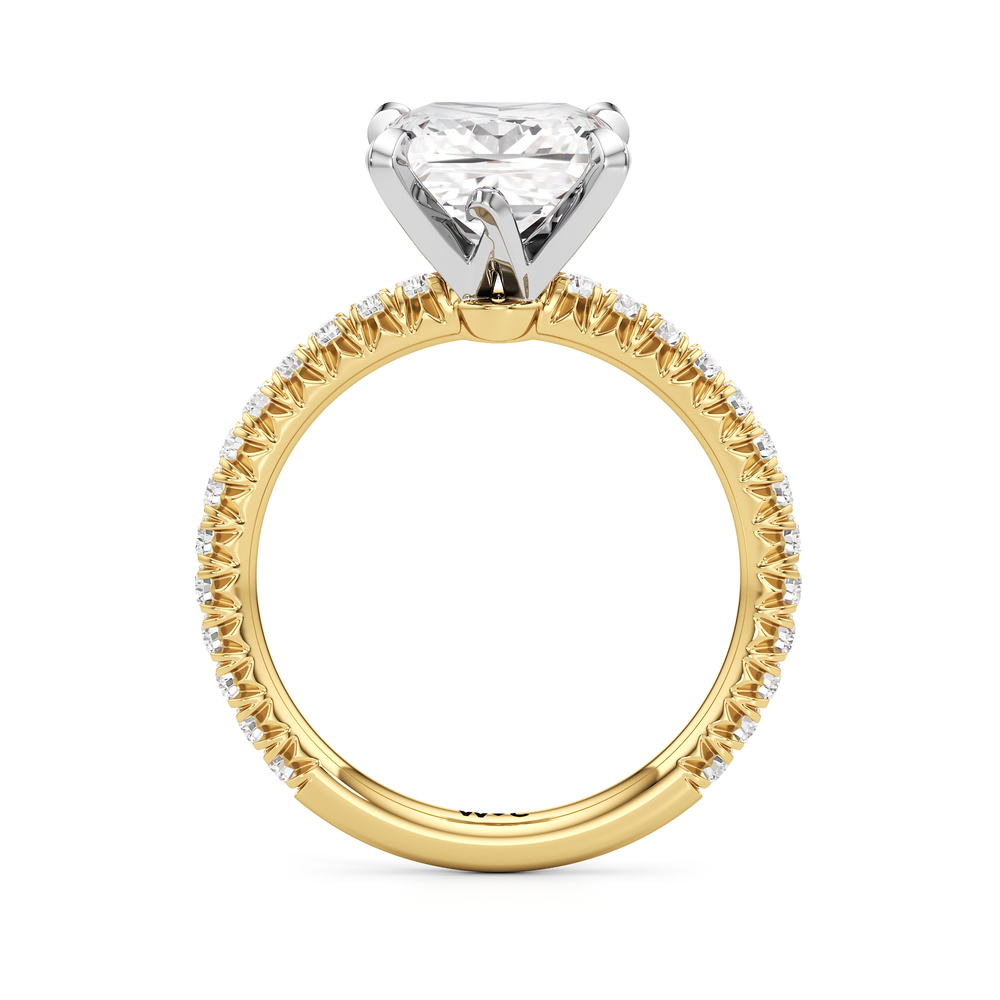The W Pavé Engagement Ring with Princess Cut Diamond in 14KT Yellow Gold & Platinum view 2
