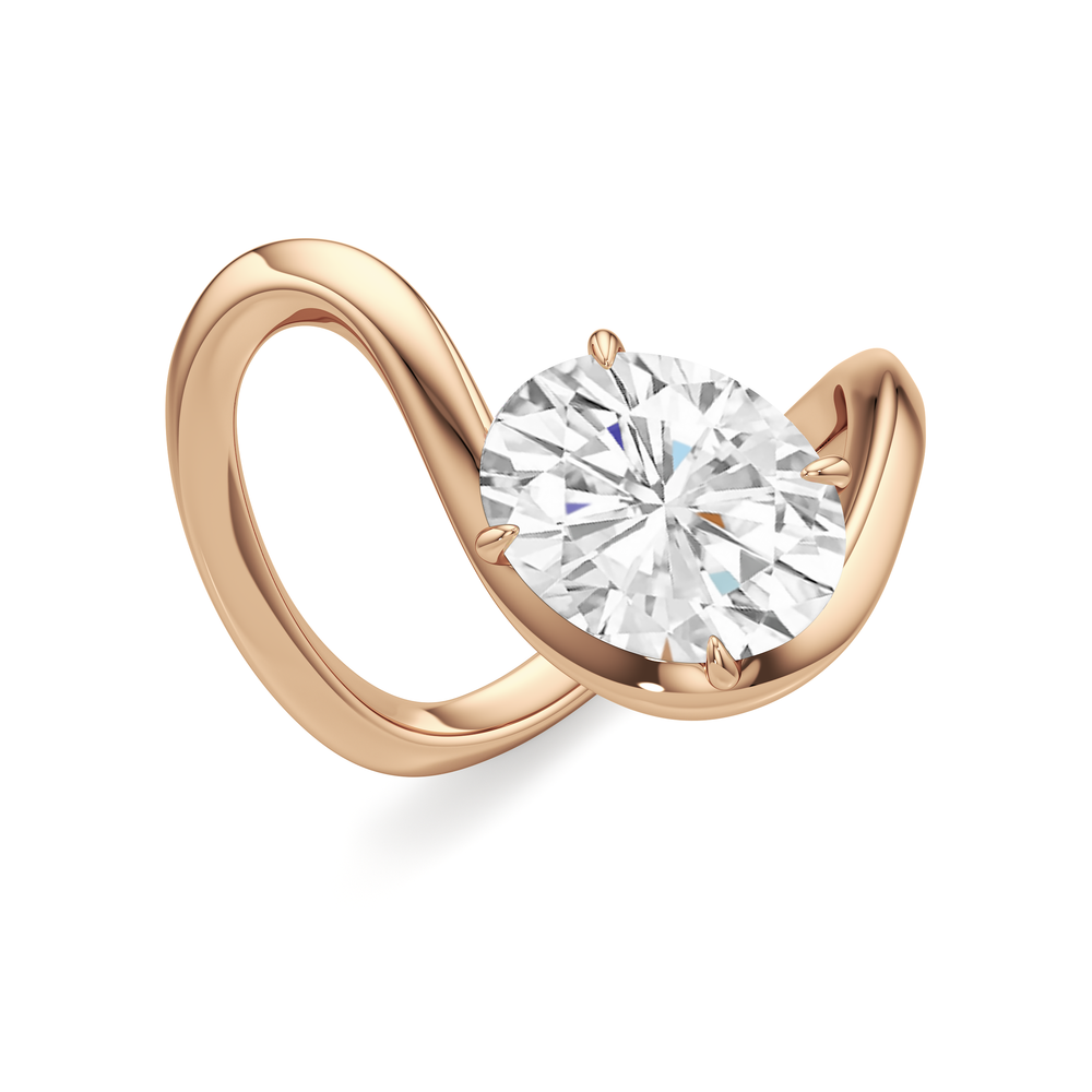 The Lunea Engagement Ring with Oval Cut Diamond in 14KT Rose Gold view 3
