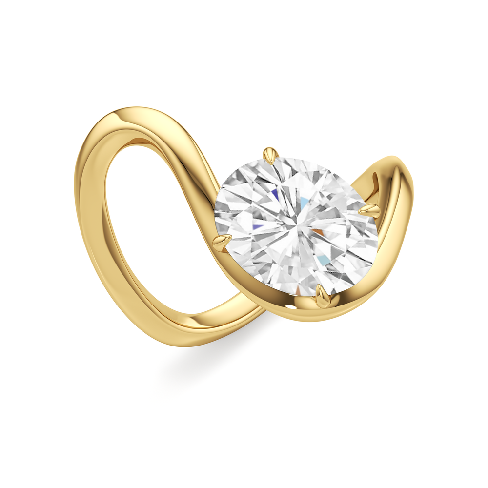 The Lunea Engagement Ring with Oval Cut Diamond in 14KT Yellow Gold view 3

