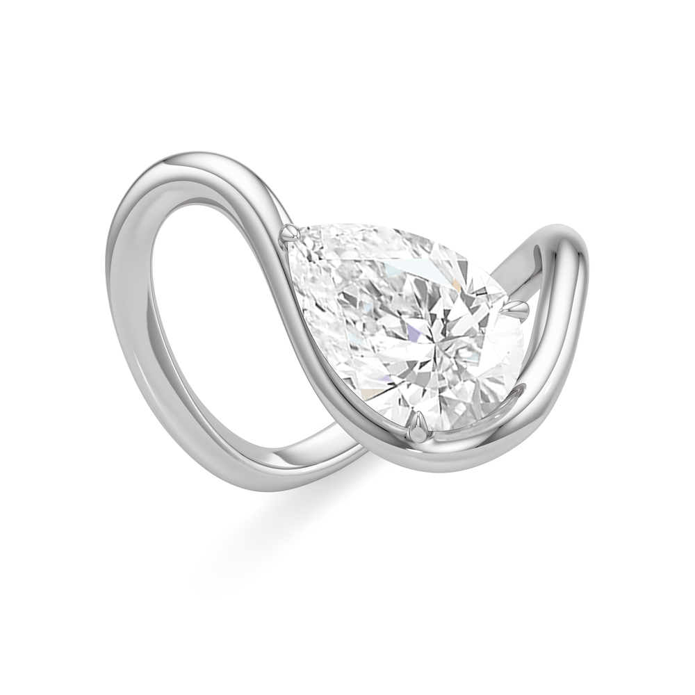 The Lunea Engagement Ring with Pear Cut Diamond in 14KT Platinum view 4
