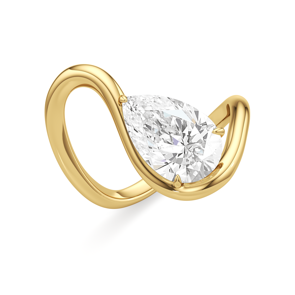 The Lunea Engagement Ring with Pear Cut Diamond in 14KT Yellow Gold view 4
