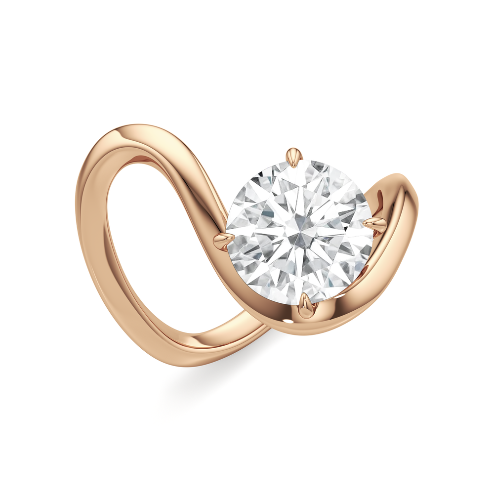 The Lunea Engagement Ring with Round Cut Diamond in 14KT Rose Gold view 3
