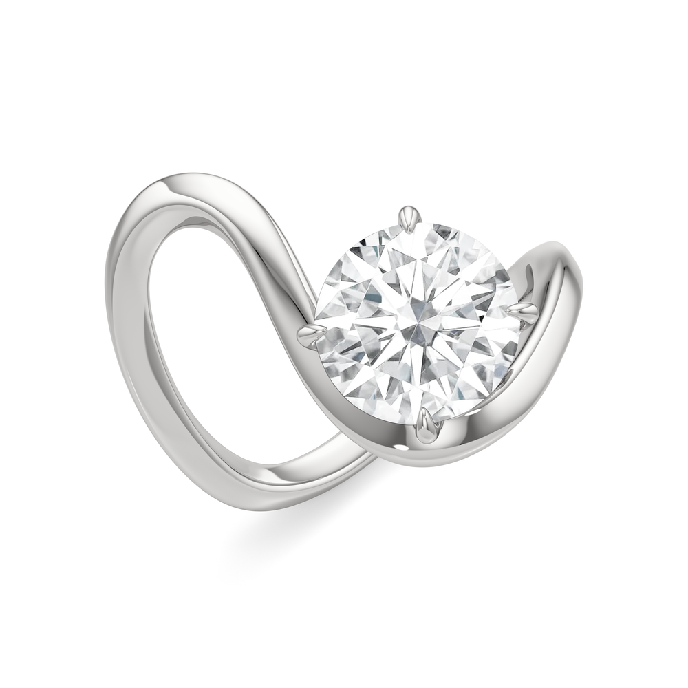 The Lunea Engagement Ring with Round Cut Diamond in 14KT Platinum view 3
