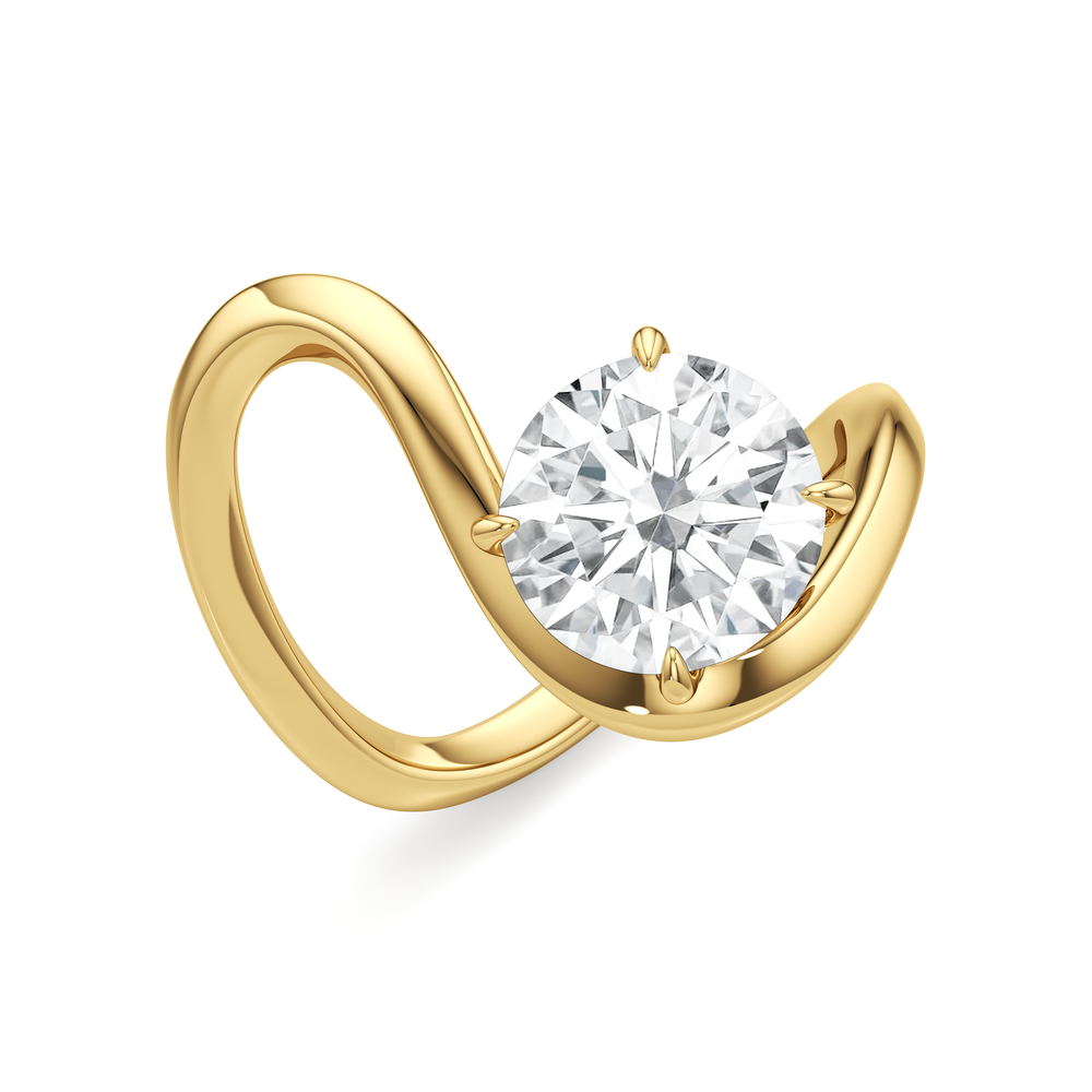 The Lunea Engagement Ring with Round Cut Diamond in 14KT Yellow Gold view 3
