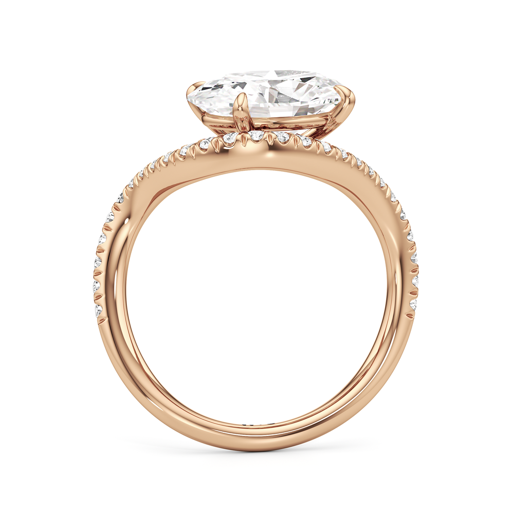 The Solmare Engagement Ring with Oval Cut Diamond in 14KT Rose Gold view 3
