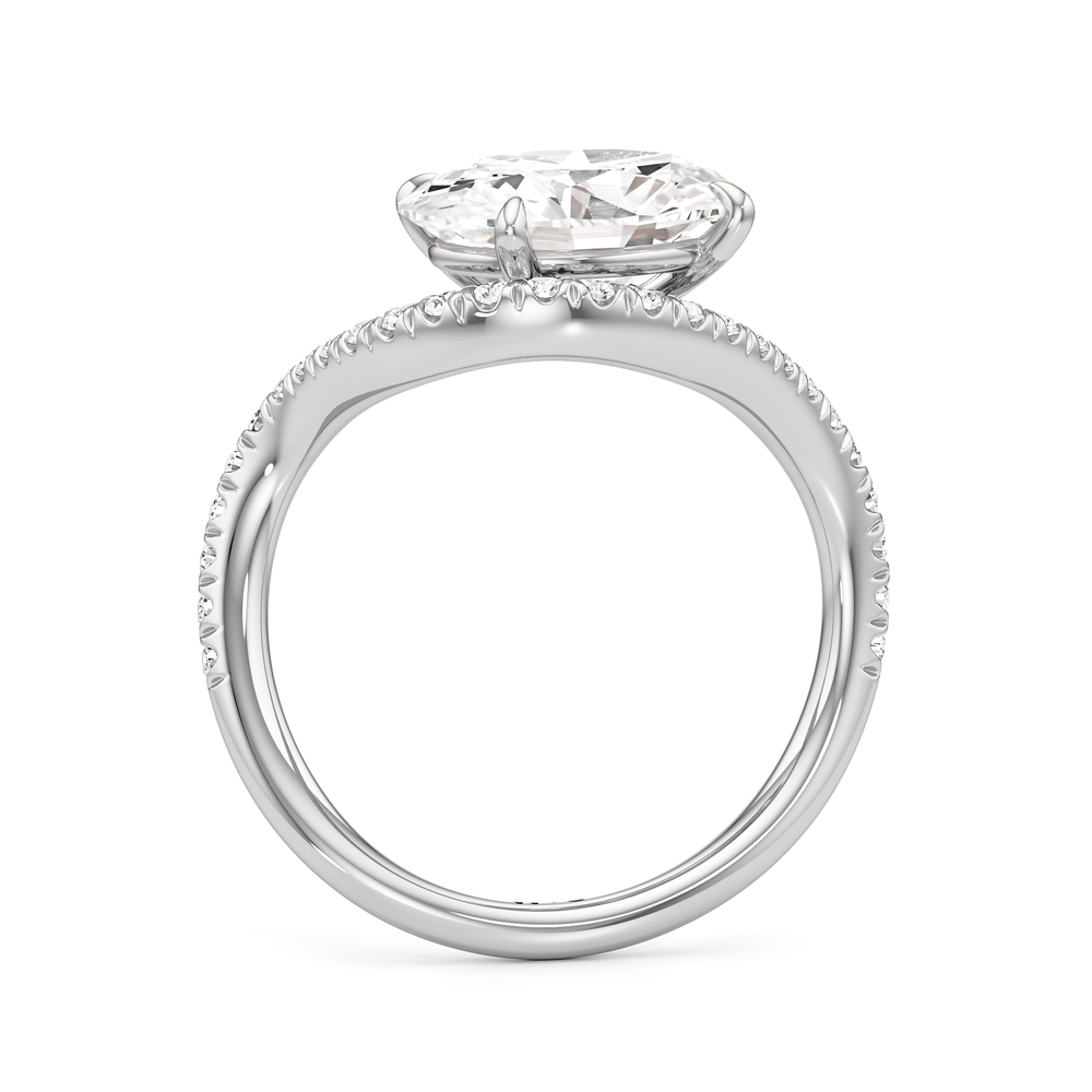 The Solmare Engagement Ring with Oval Cut Diamond in 14KT Platinum view 3
