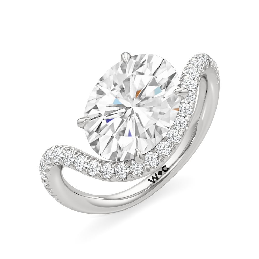 The Solmare Engagement Ring with Oval Cut Diamond in 14KT Platinum view 4
