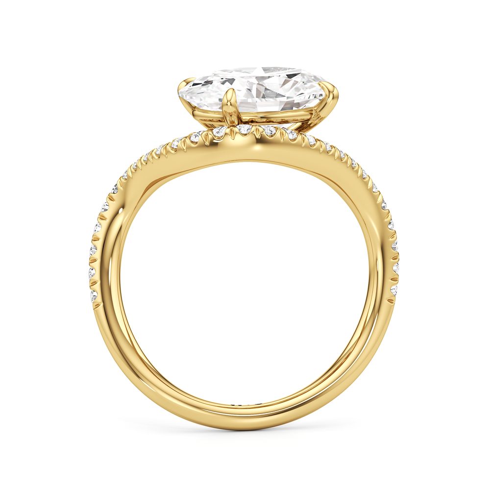 The Solmare Engagement Ring with Oval Cut Diamond in 14KT Yellow Gold view 3
