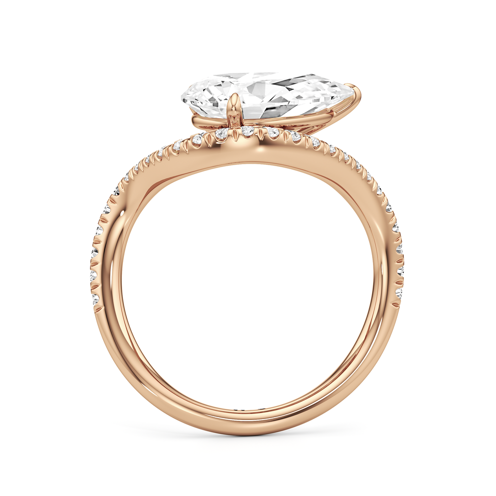The Solmare Engagement Ring with Pear Cut Diamond in 14KT Rose Gold view 2
