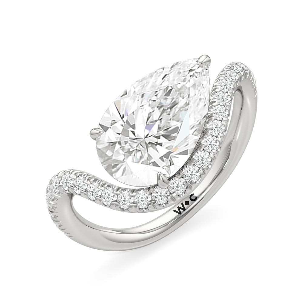 The Solmare Engagement Ring with Pear Cut Diamond in 14KT Platinum view 3
