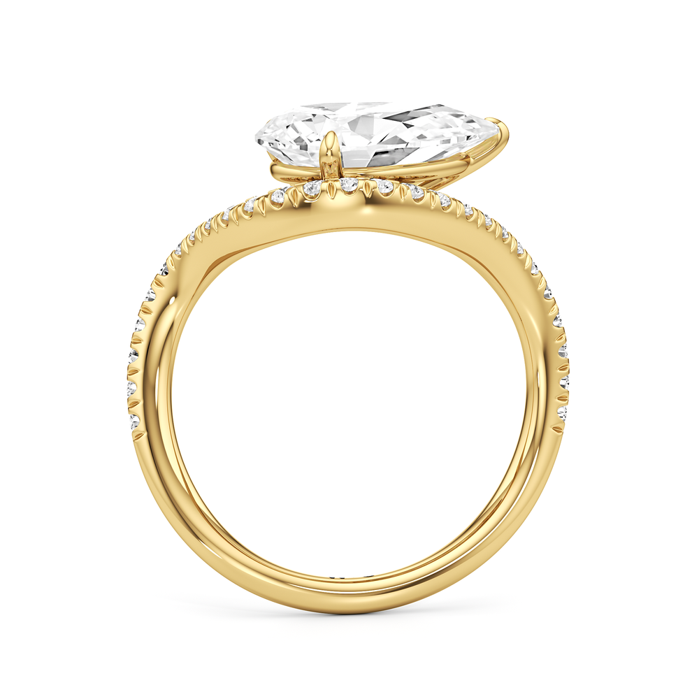 The Solmare Engagement Ring with Pear Cut Diamond in 14KT Yellow Gold view 2
