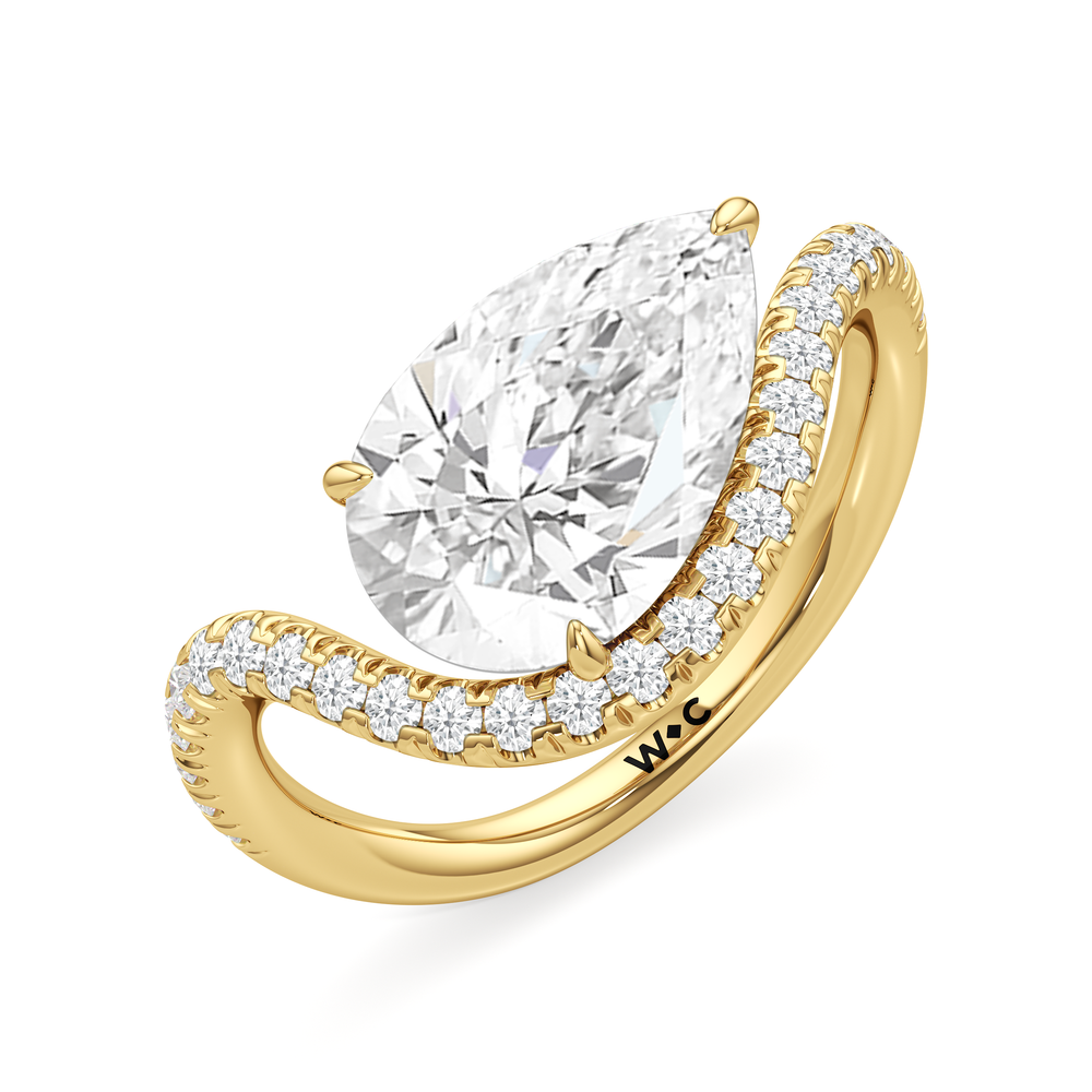 The Solmare Engagement Ring with Pear Cut Diamond in 14KT Yellow Gold view 3
