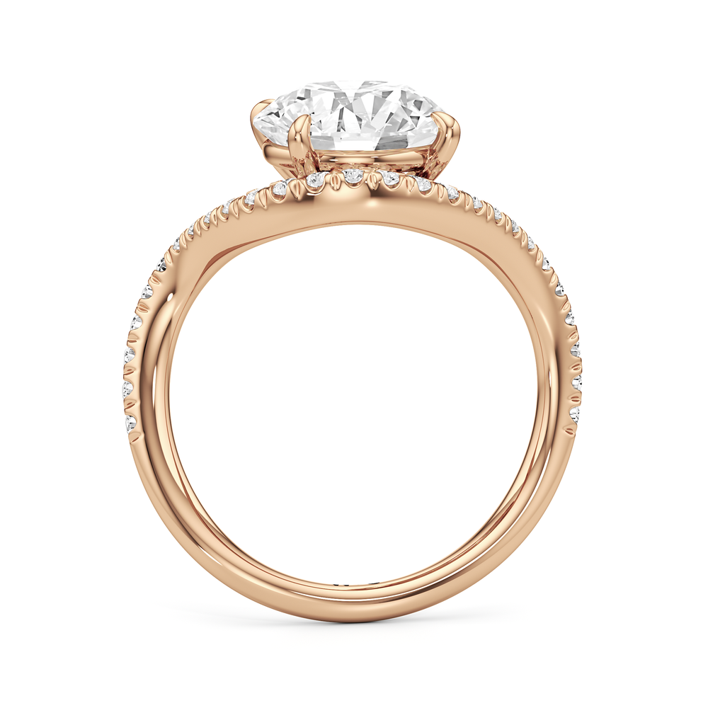 The Solmare Engagement Ring with Round Cut Diamond in 14KT Rose Gold view 2
