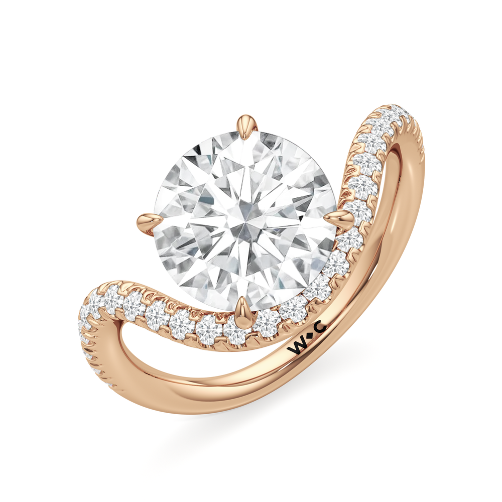 The Solmare Engagement Ring with Round Cut Diamond in 14KT Rose Gold view 3
