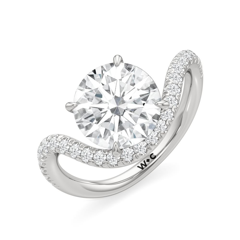 The Solmare Engagement Ring with Round Cut Diamond in 14KT Platinum view 3
