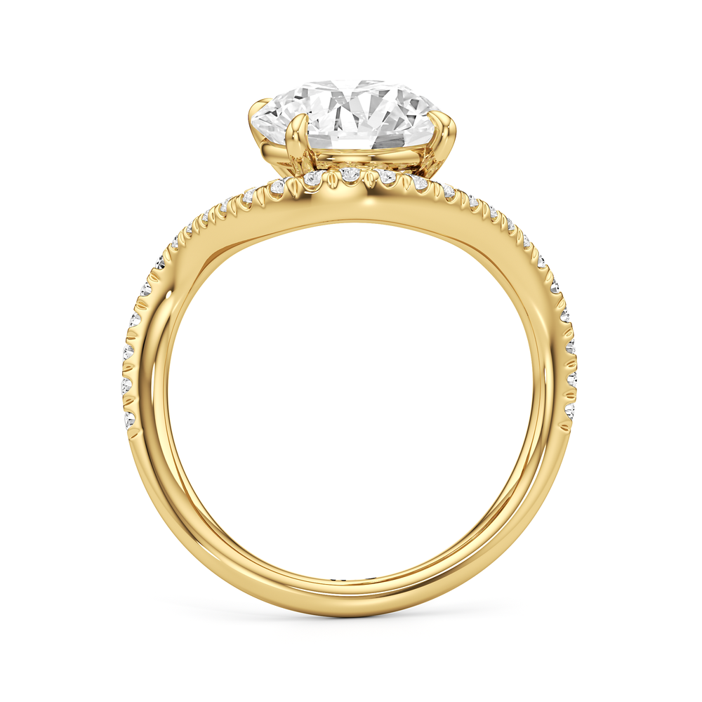 The Solmare Engagement Ring with Round Cut Diamond in 14KT Yellow Gold view 2
