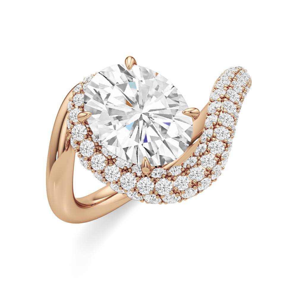 The Crest Engagement Ring with Oval Cut Diamond in 14KT Rose Gold view 3
