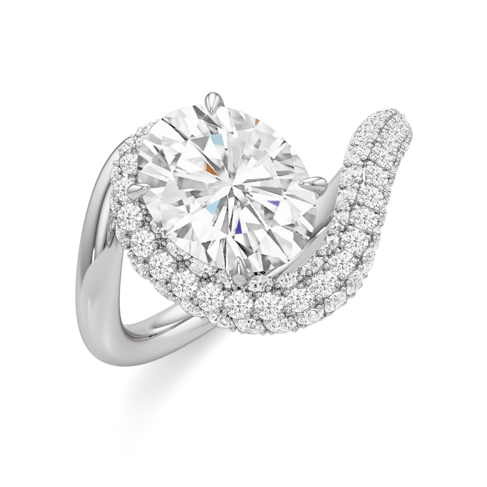 The Crest Engagement Ring with Oval Cut Diamond in 14KT Platinum view 3
