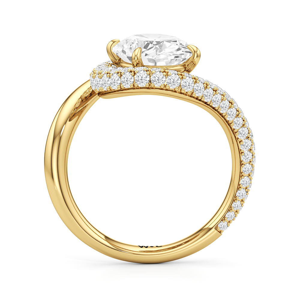 The Crest Engagement Ring with Oval Cut Diamond in 14KT Yellow Gold view 2
