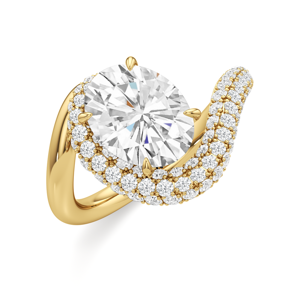 The Crest Engagement Ring with Oval Cut Diamond in 14KT Yellow Gold view 3
