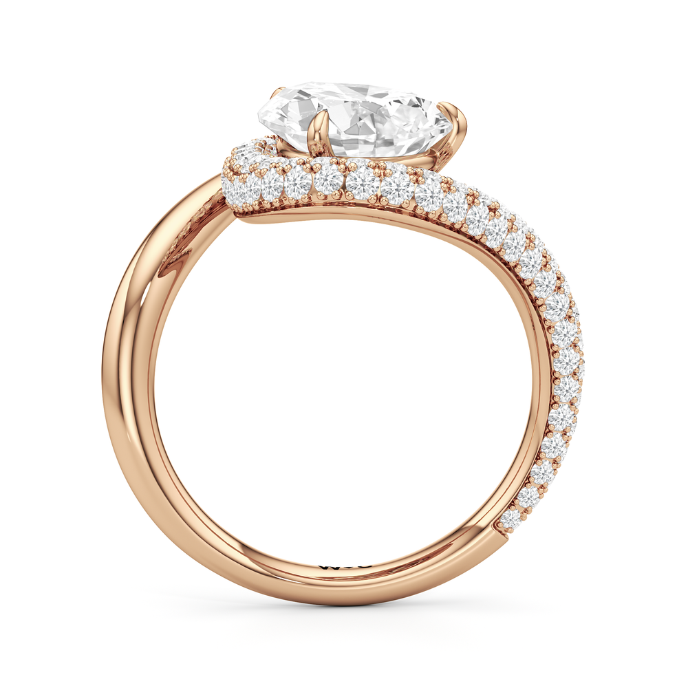 The Crest Engagement Ring with Pear Cut Diamond in 14KT Rose Gold view 2
