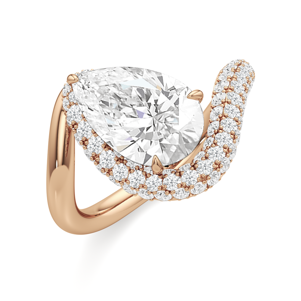 The Crest Engagement Ring with Pear Cut Diamond in 14KT Rose Gold view 3
