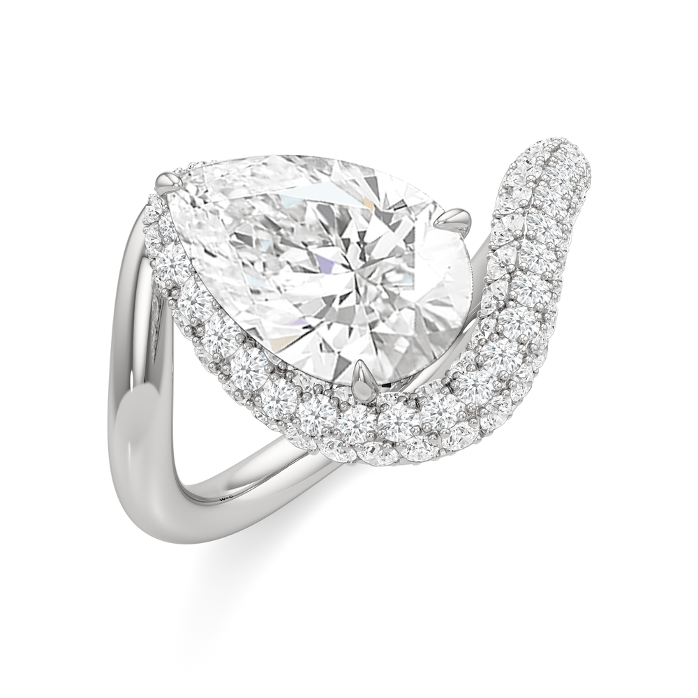 The Crest Engagement Ring with Pear Cut Diamond in 14KT Platinum view 3
