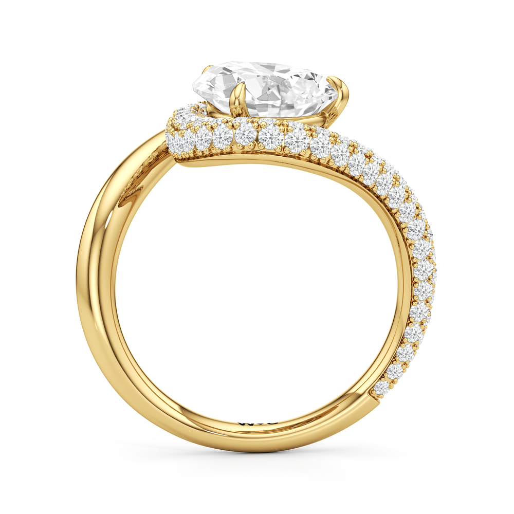 The Crest Engagement Ring with Pear Cut Diamond in 14KT Yellow Gold view 2
