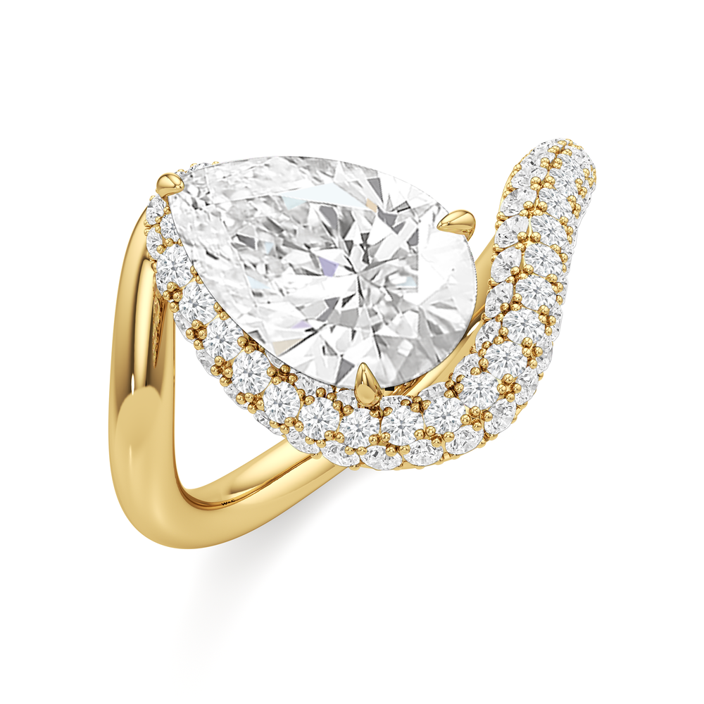 The Crest Engagement Ring with Pear Cut Diamond in 14KT Yellow Gold view 3
