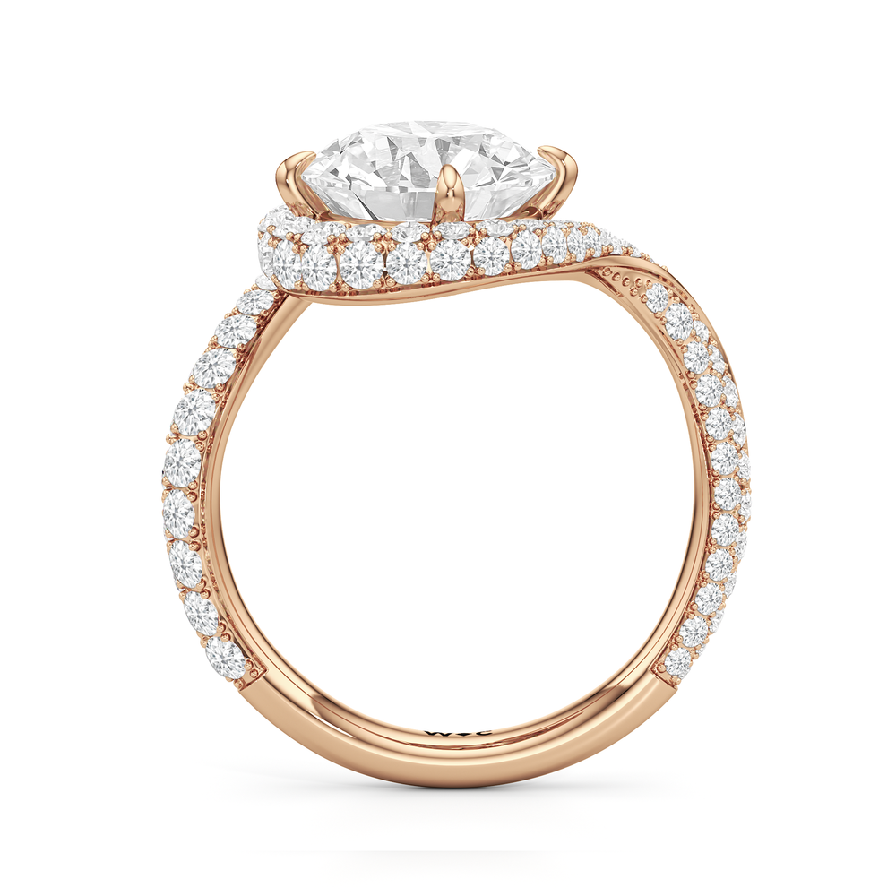 The Cascade Engagement Ring with Round Cut Diamond in 14KT Rose Gold view 2

