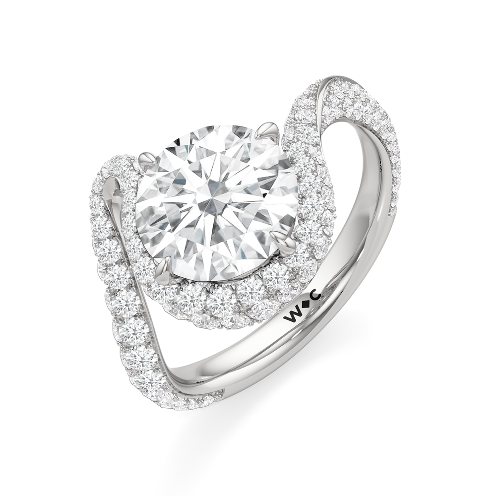 The Cascade Engagement Ring with Round Cut Diamond in 14KT Platinum view 3
