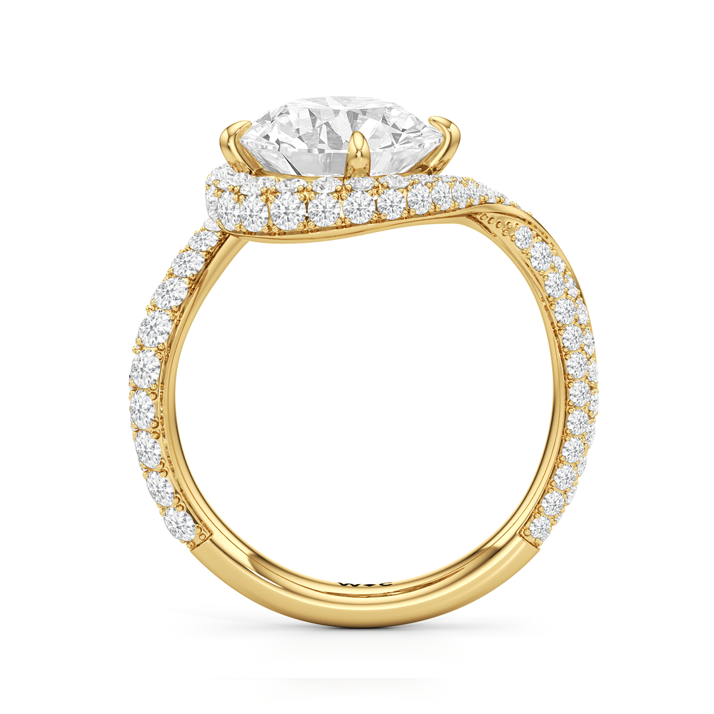 The Cascade Engagement Ring with Round Cut Diamond in 14KT Yellow Gold view 2
