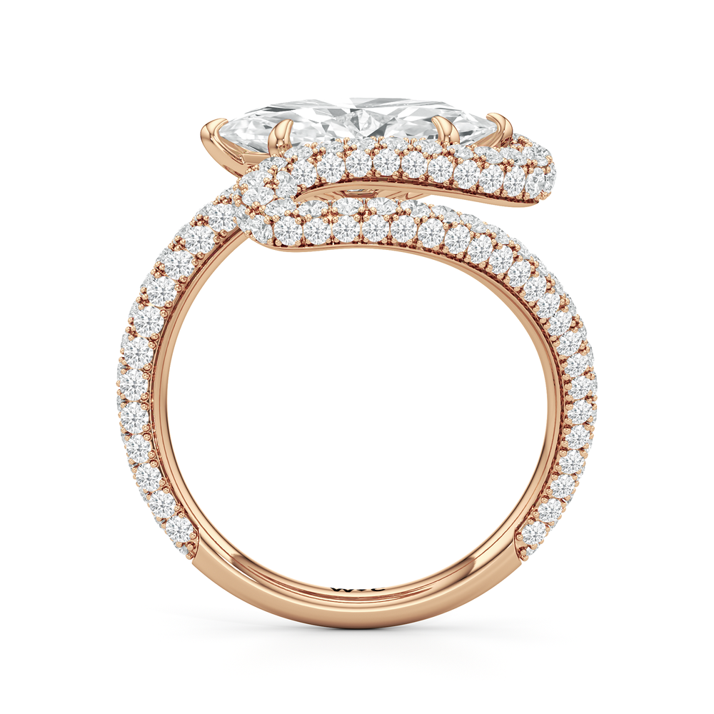 The Marina Engagement Ring with Marquise Cut Diamond in 14KT Rose Gold view 2
