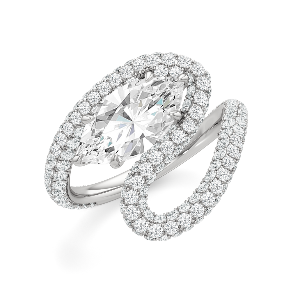 The Marina Engagement Ring with Marquise Cut Diamond in 14KT Platinum view 3
