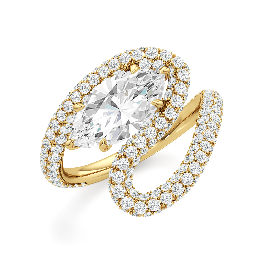 The Marina Engagement Ring with Marquise Cut Diamond in 14KT Yellow Gold view 3
