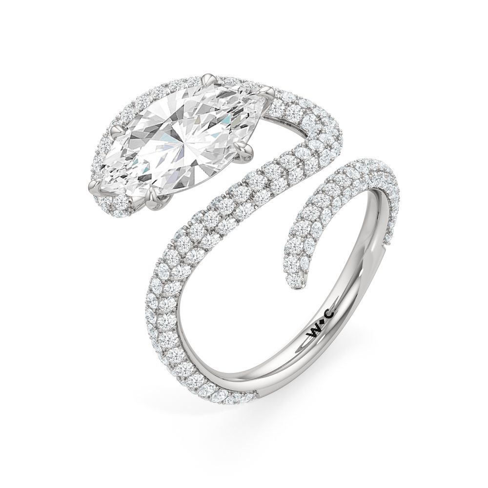 The Aeris Engagement Ring with Marquise Cut Diamond in 14KT Platinum view 3
