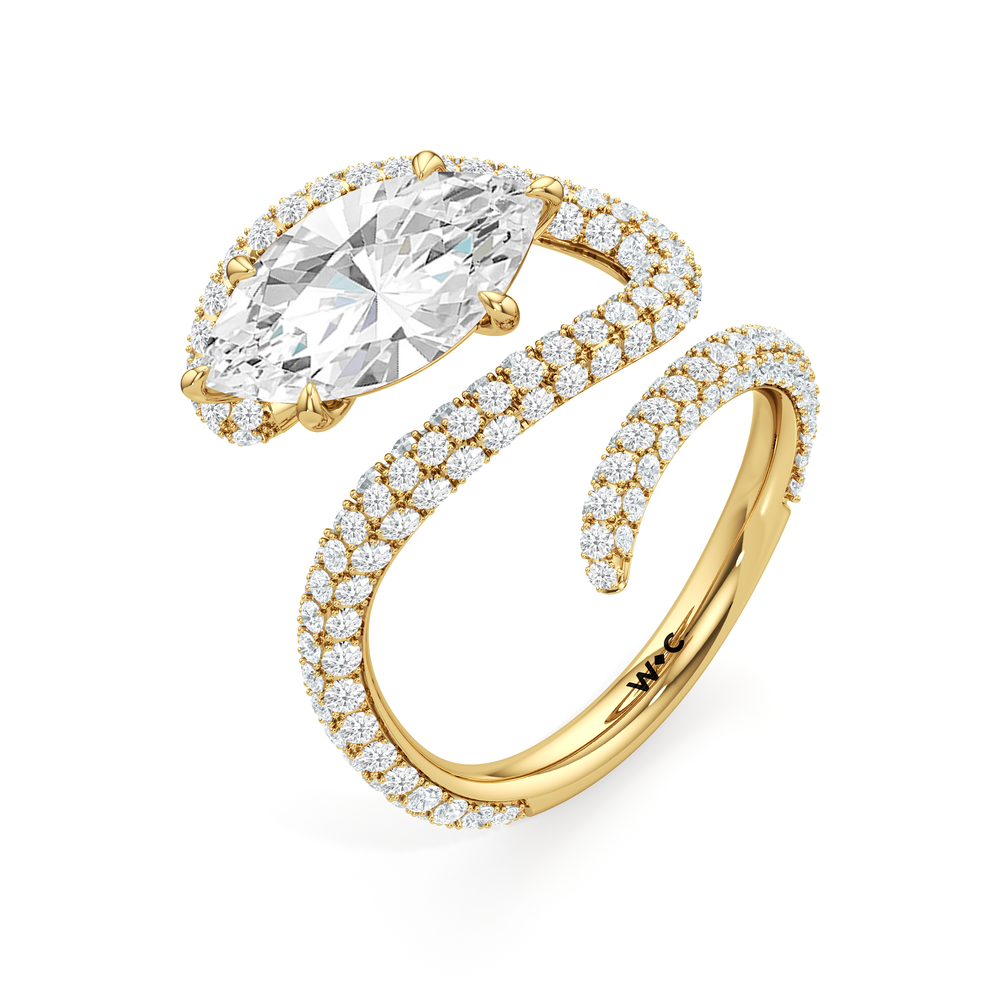 The Aeris Engagement Ring with Marquise Cut Diamond in 14KT Yellow Gold view 3
