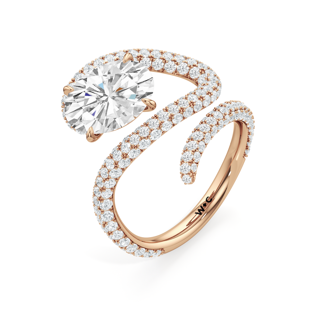 The Aeris Engagement Ring with Oval Cut Diamond in 14KT Rose Gold view 3
