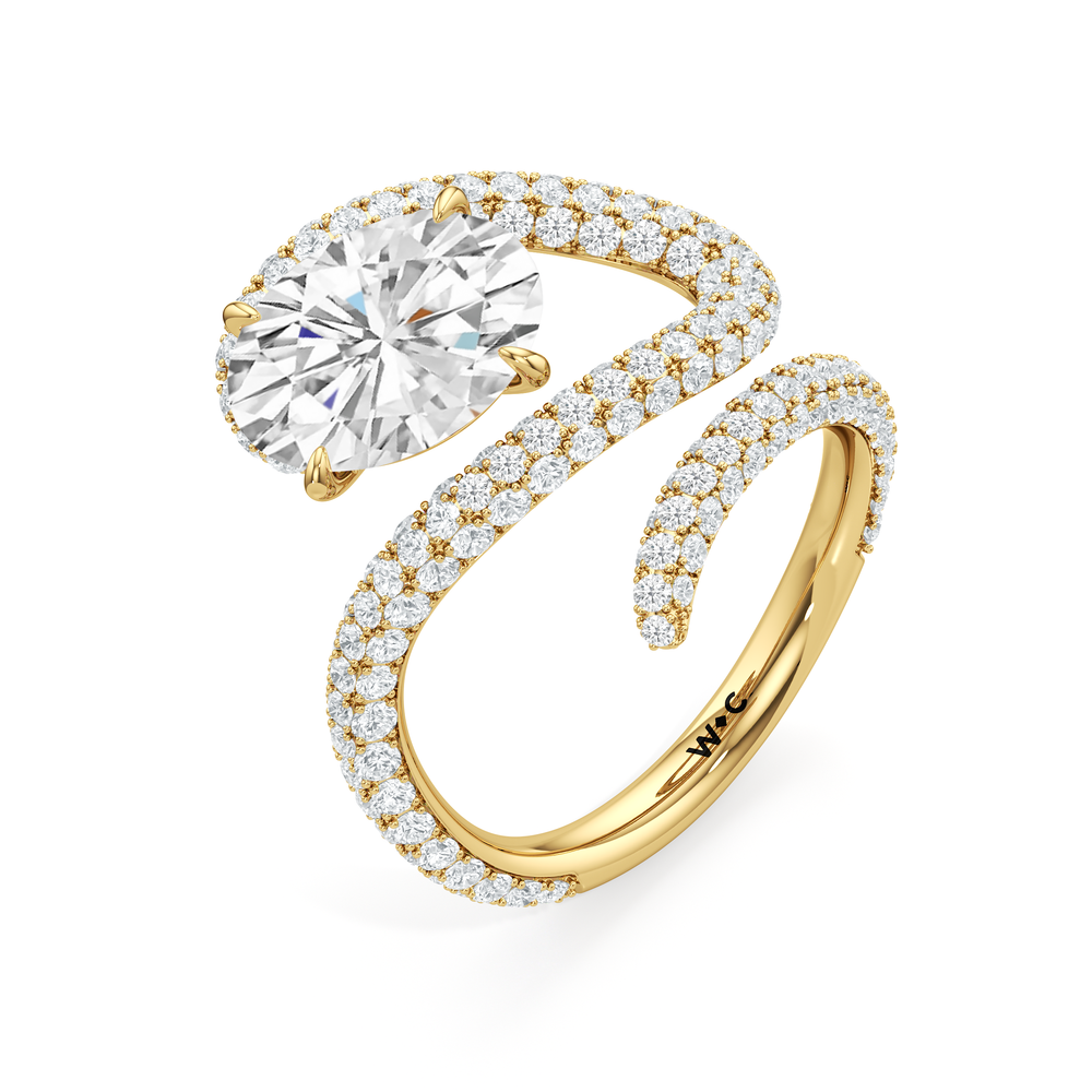 The Aeris Engagement Ring with Oval Cut Diamond in 14KT Yellow Gold view 3
