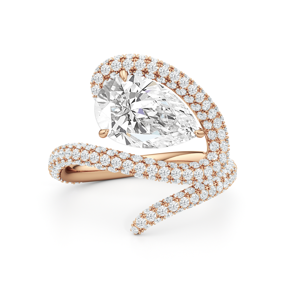 The Aeris Engagement Ring with Pear Cut Diamond in 14KT Rose Gold view 1
